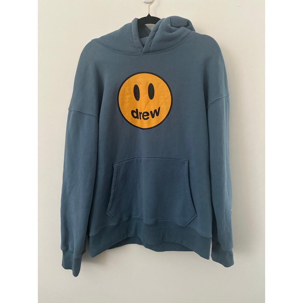 Drew House Mascot Smiley Face Logo Pullover Hoodie Men Large Blue Casual